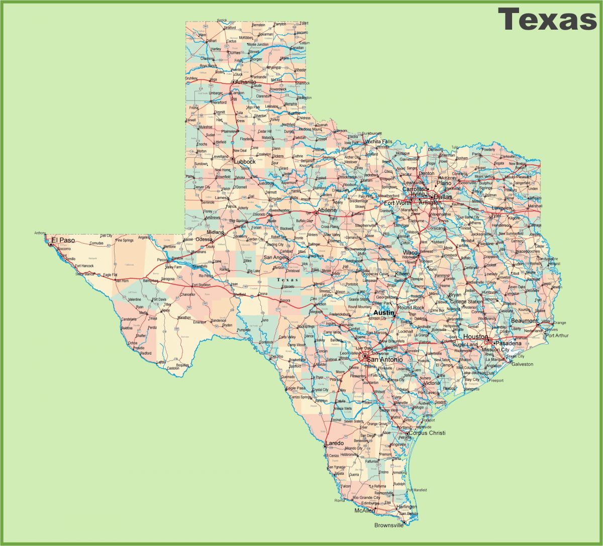 Map Of Louisiana and Texas with Cities Road Map Of Texas with Cities ...