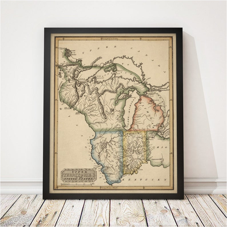 indiana map illinois map michigan map wisconsin map etsy