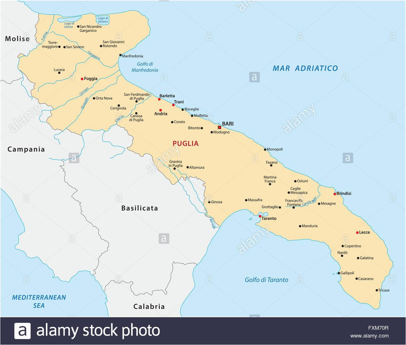karte von apulien italien vektor abbildung bild 102477447 alamy