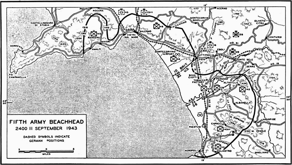 map map depicting operation avalanche progress at salerno italy as