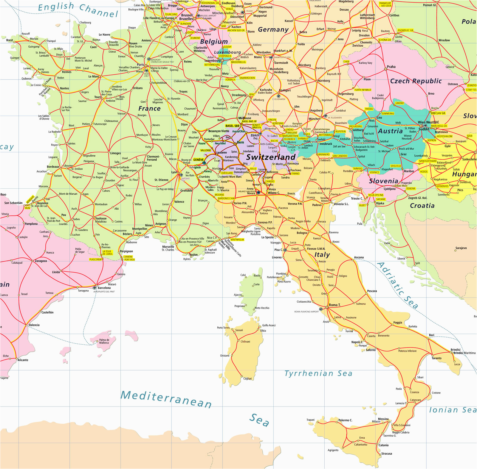 Map Of Switzerland And France And Italy