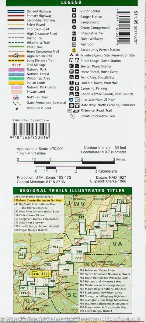 trails map of great smoky mountains national park tennesse north