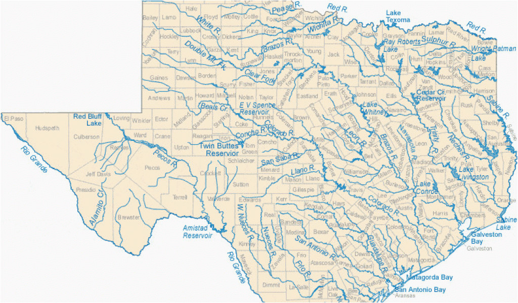 colorado river location on map map of texas lakes streams and rivers