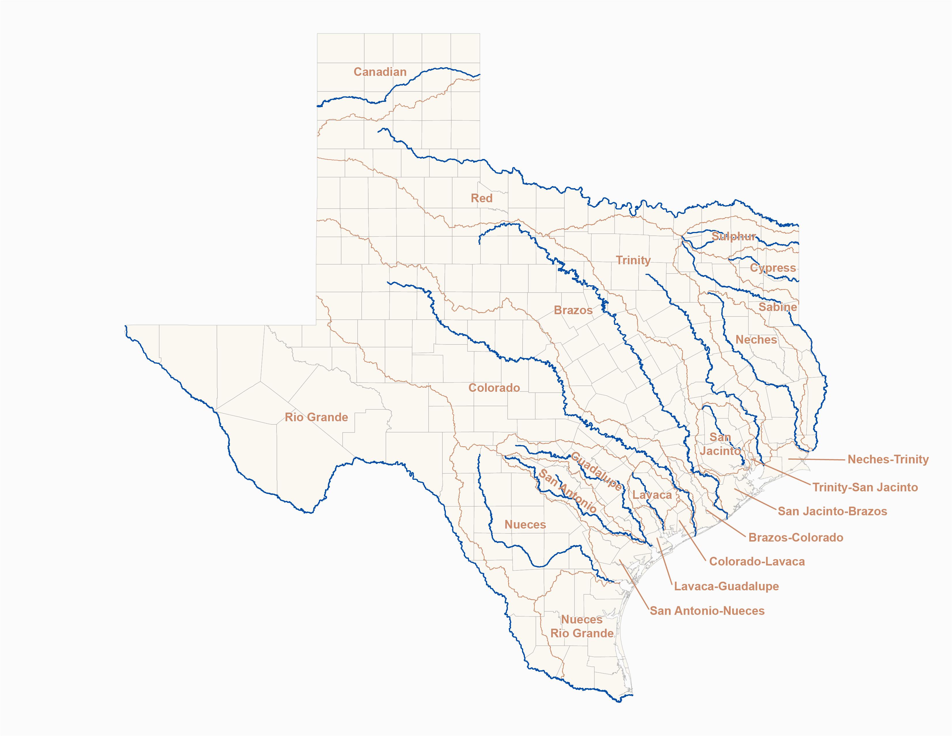 Map Of Texas Lakes and Rivers | secretmuseum