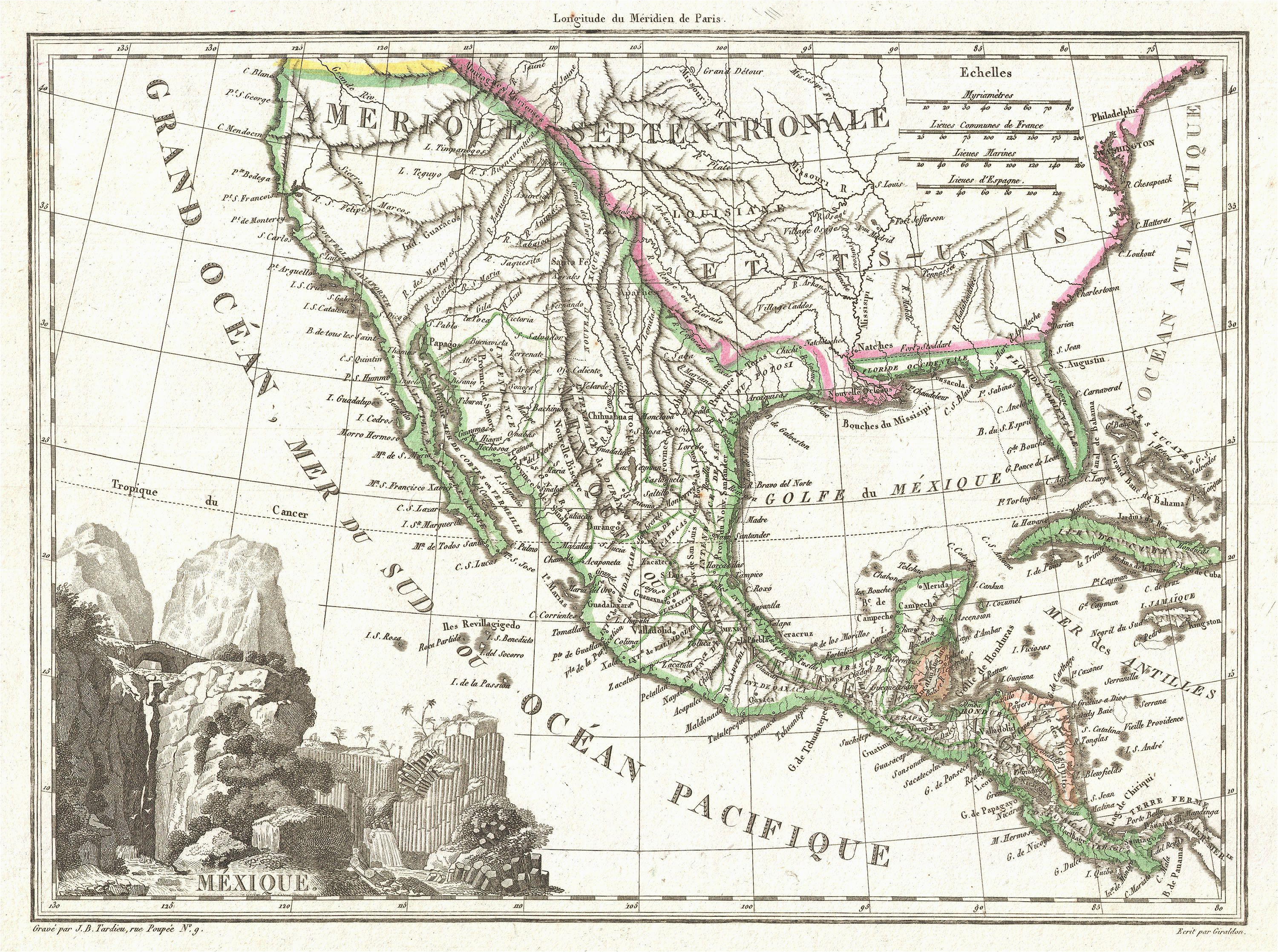 Map Of Texas Mountains File 1810 Tardieu Map Of Mexico Texas and California Geographicus