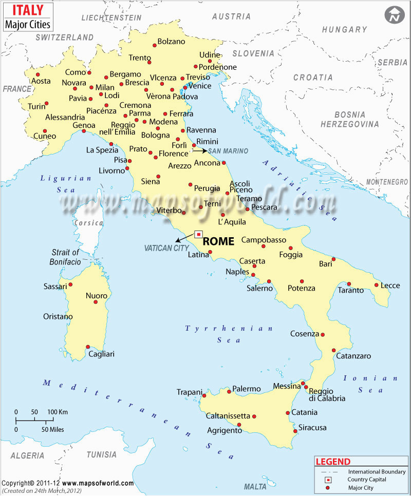 map of cities in italy listed map