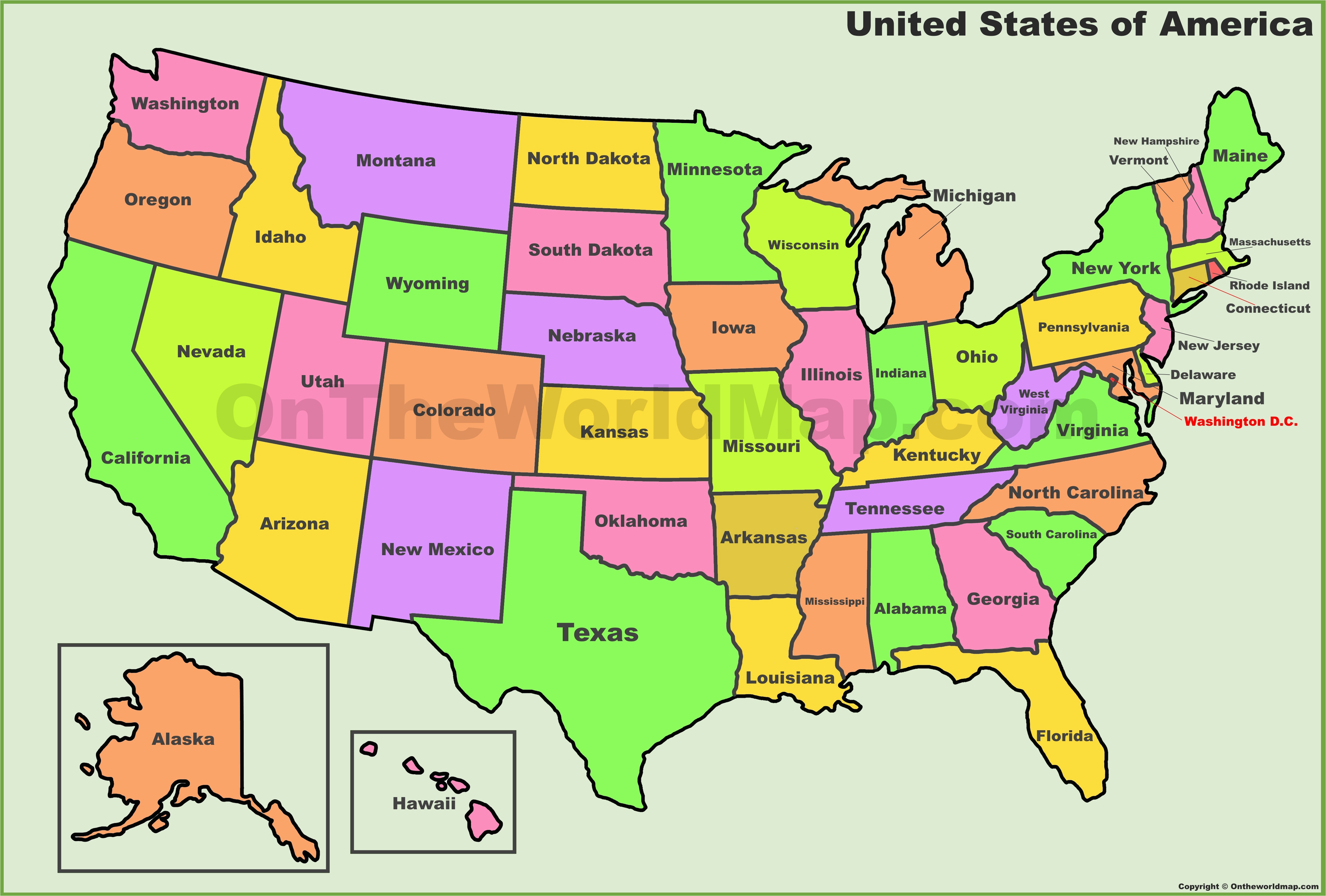 usa states map list of u s states