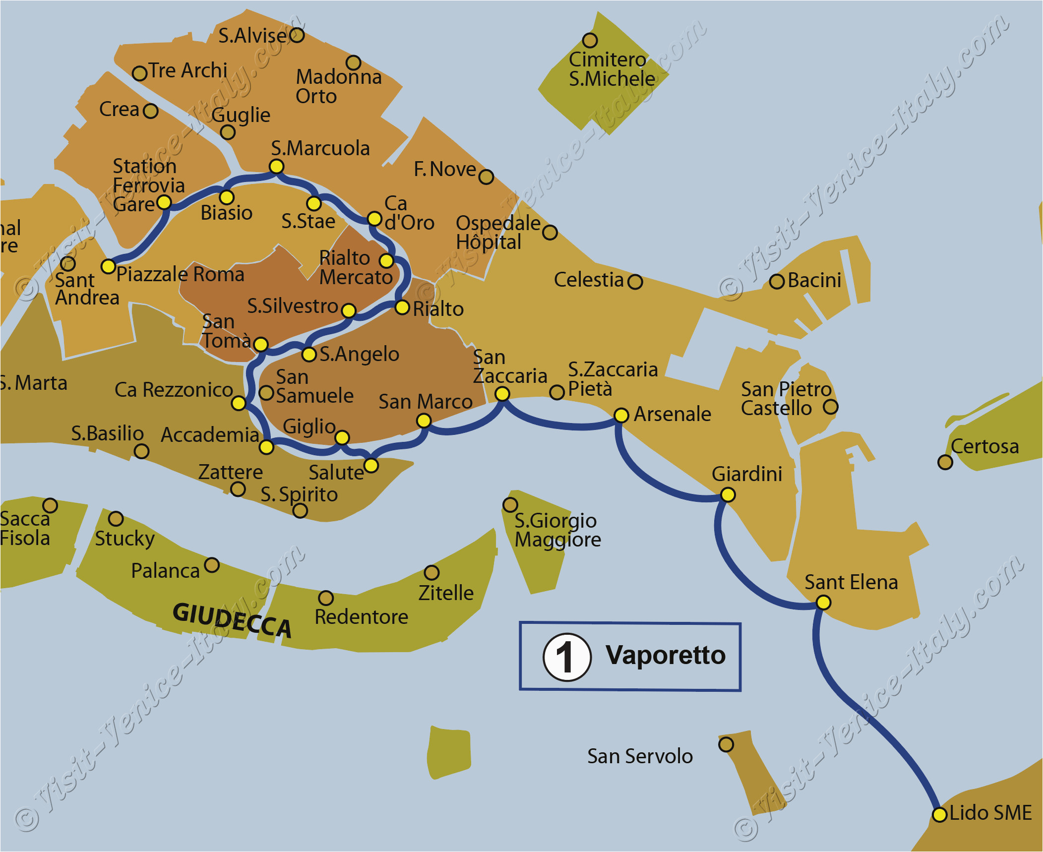 Map Of Venice Italy Cruise Port Transport Vaporetto Waterbus Bus Lines Maps Venice Italy