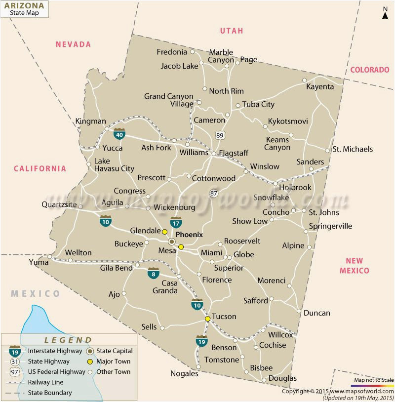 state map of arizona with cities secretmuseum