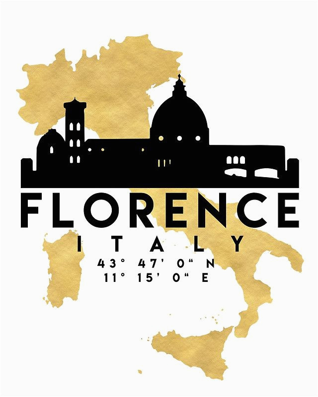 florence italy silhouette skyline map art photographic print in