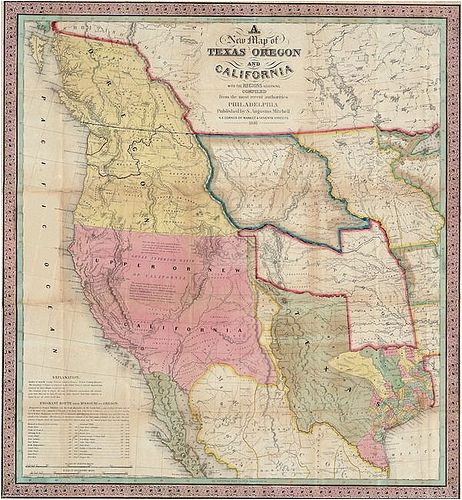 map of texas california and oregon 1846 map usa cartography