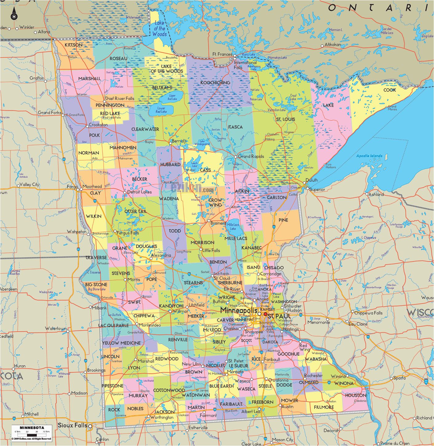 mn county maps with cities and travel information download free mn