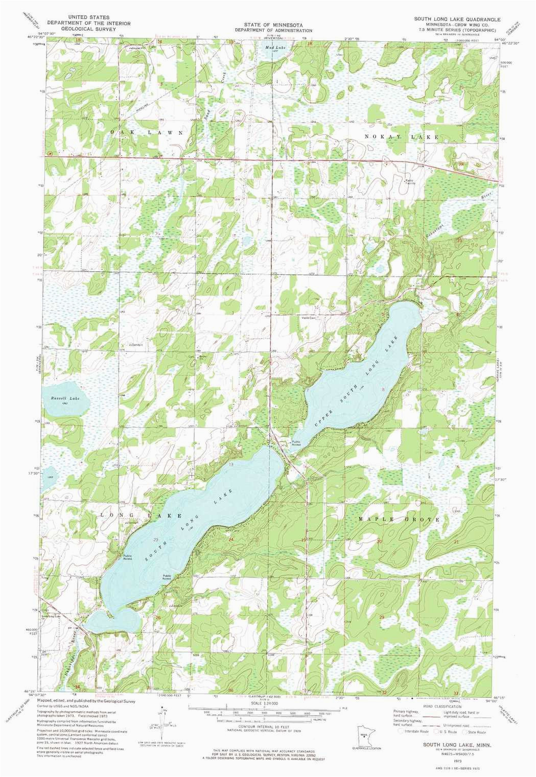 south long lake topographic map mn usgs topo quad 46094c1