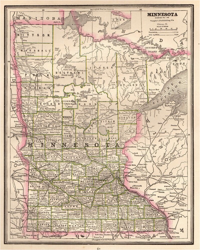 details about 1886 antique minnesota map state map of minnesota