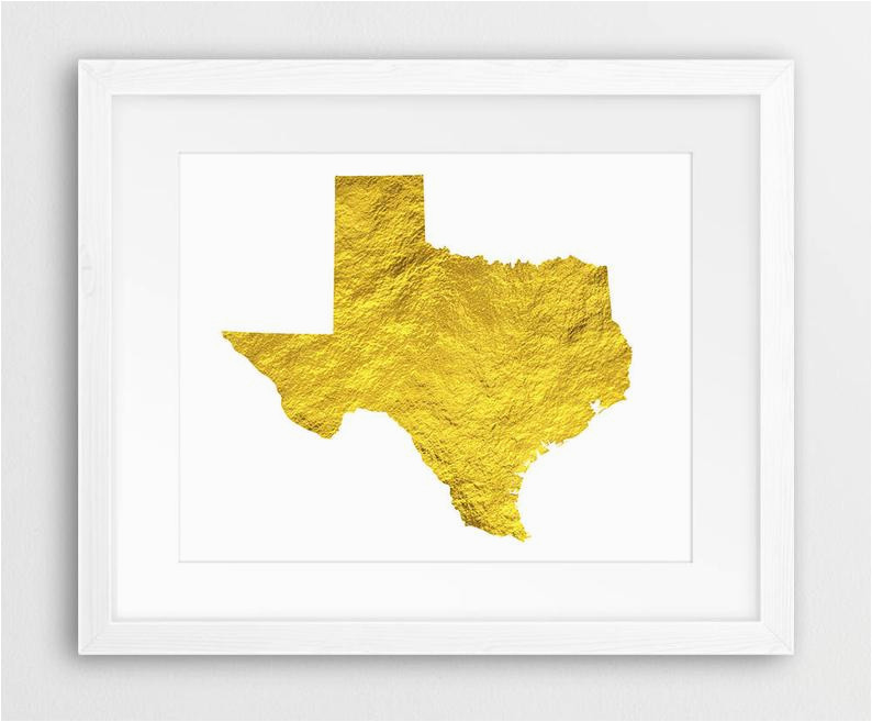 texas state map print texas map silhouette gold foil texture etsy