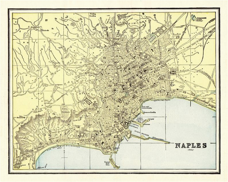 1895 antique naples italy city map reproduction print map of etsy