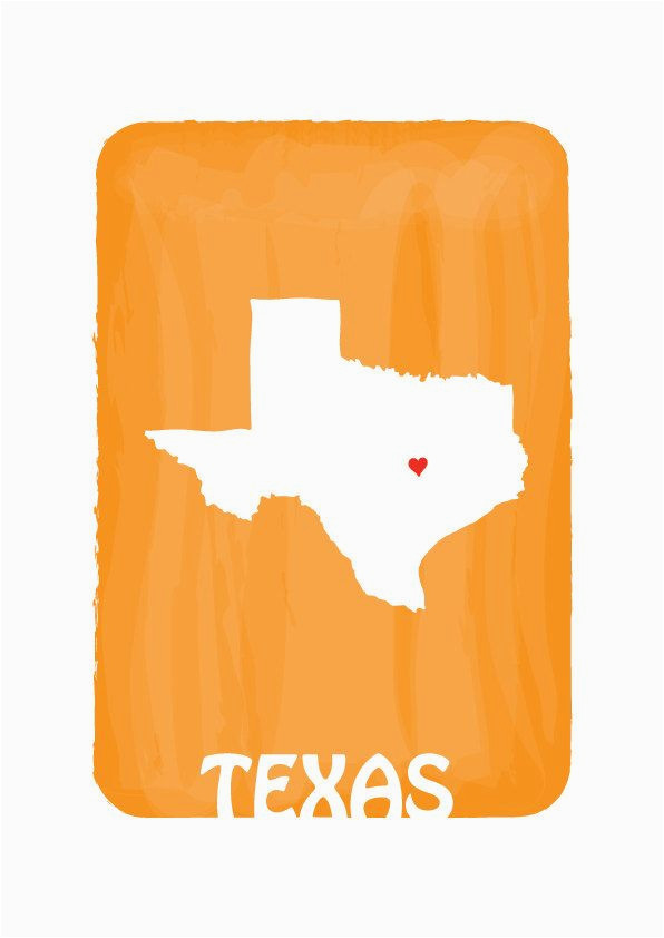 texas state map light orange personalized custom color