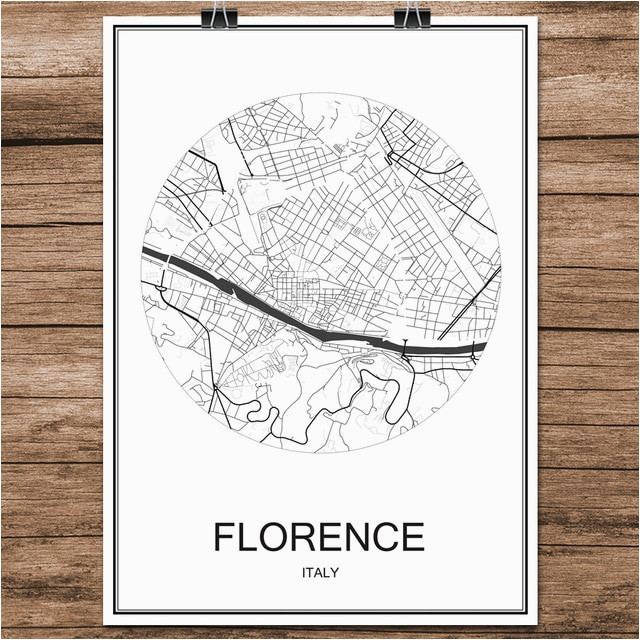 florence italy famous world city street map print poster abstract