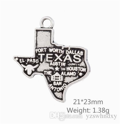 2019 new design texas america state map charm antique pendant diy