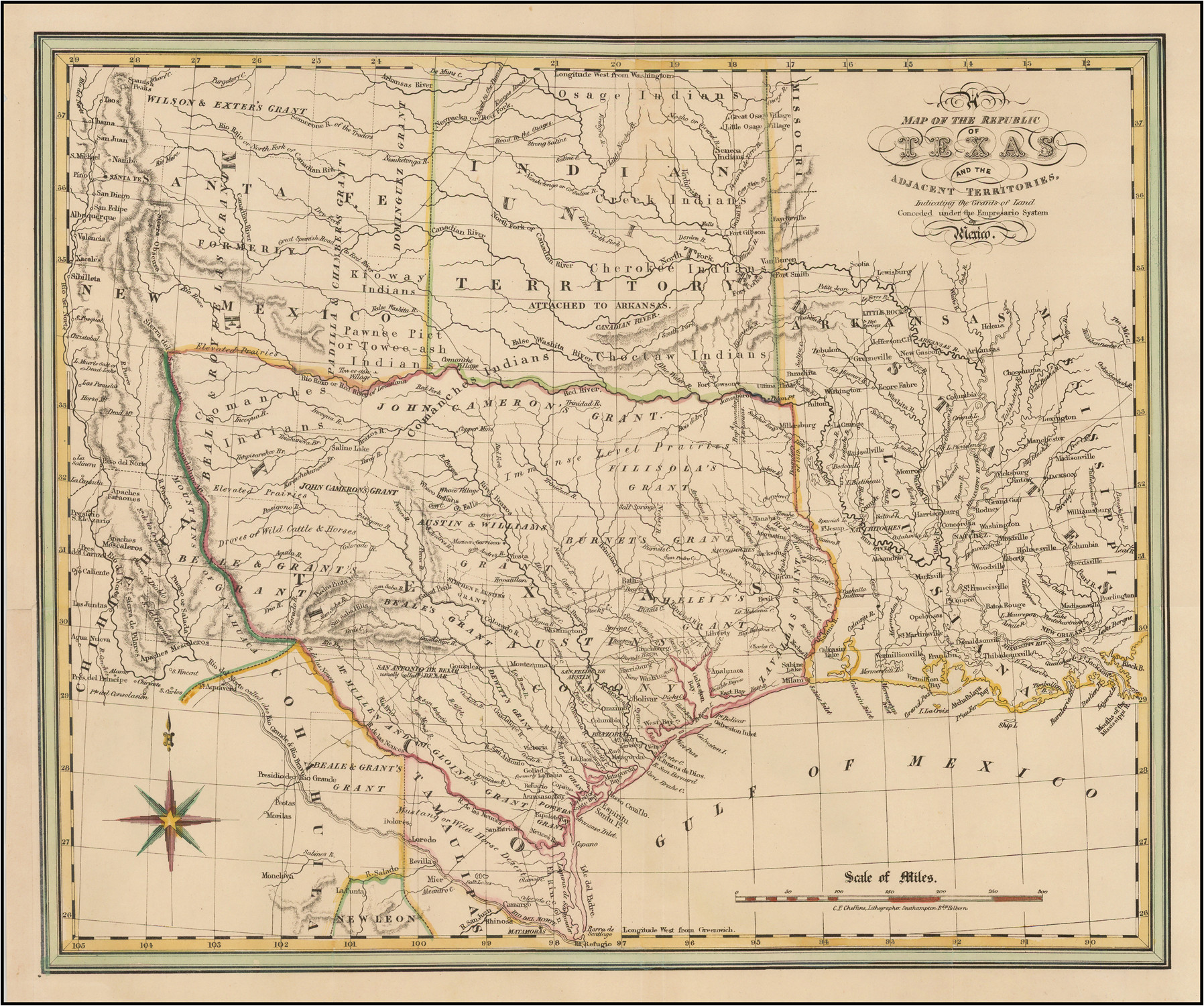 a map of the republic of texas and the adjacent territories