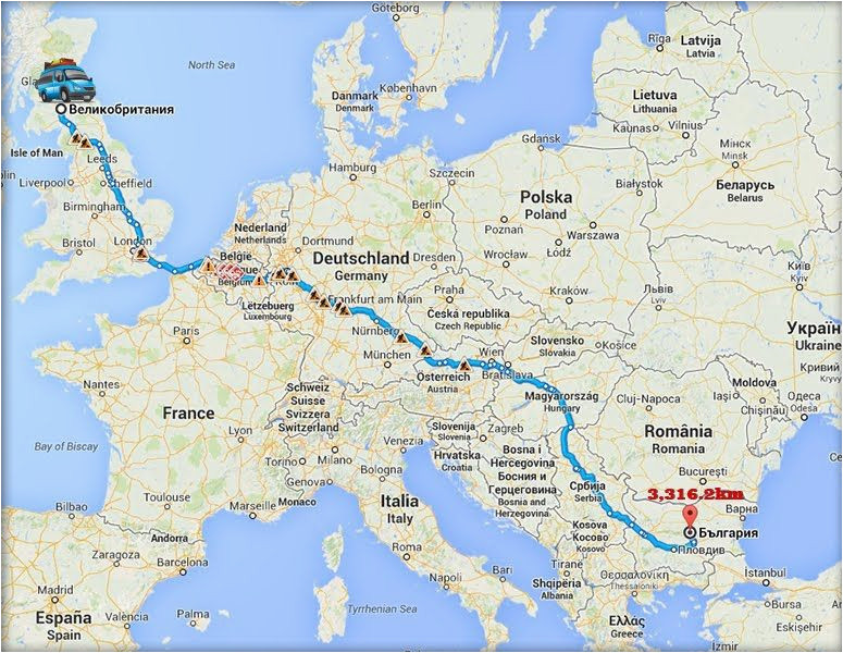 travel to bulgaria by car from the uk the distance is 3316 2 km