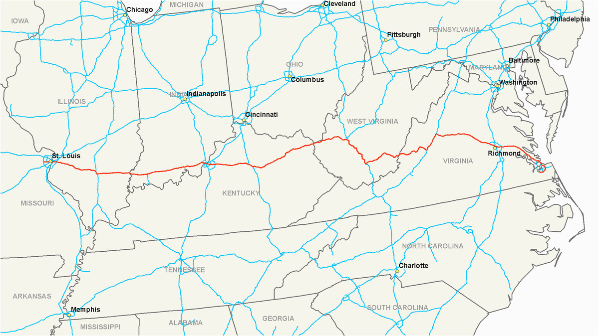 Road Map Of Kentucky And Tennessee Interstate 64 Wikipedia Of Road Map Of Kentucky And Tennessee 