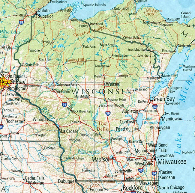 road map of wisconsin and travel information download free road