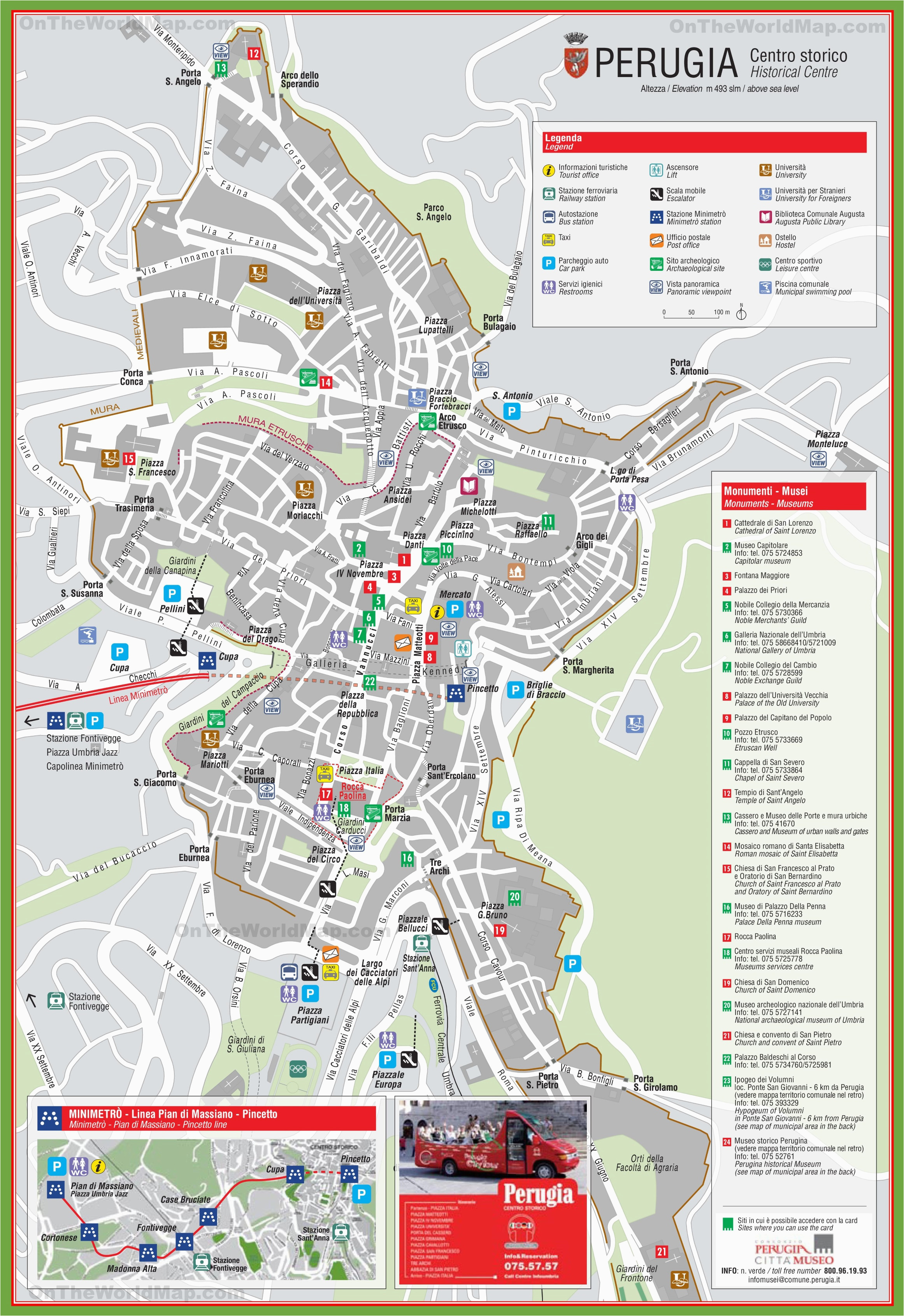 perugia tourist attractions map on of italy showing picturetomorrow