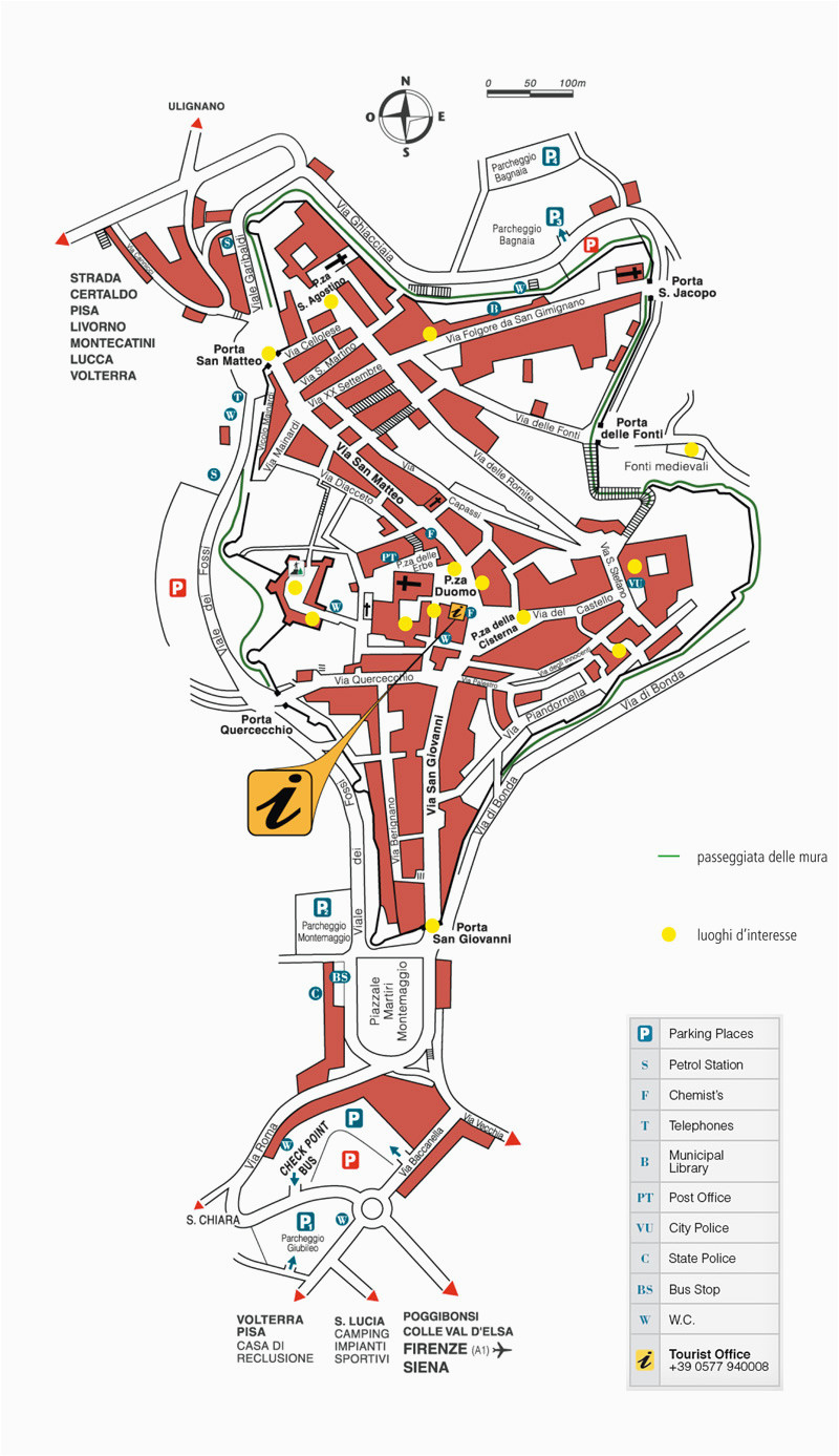 san gimignano guide to the town map with keys visit san gimignano