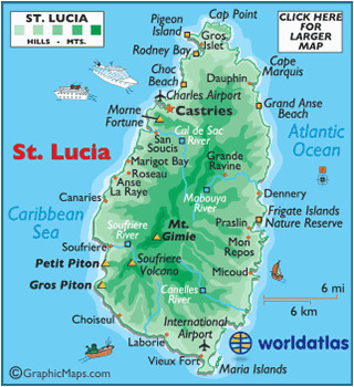 st lucia map geography of st lucia map of st lucia