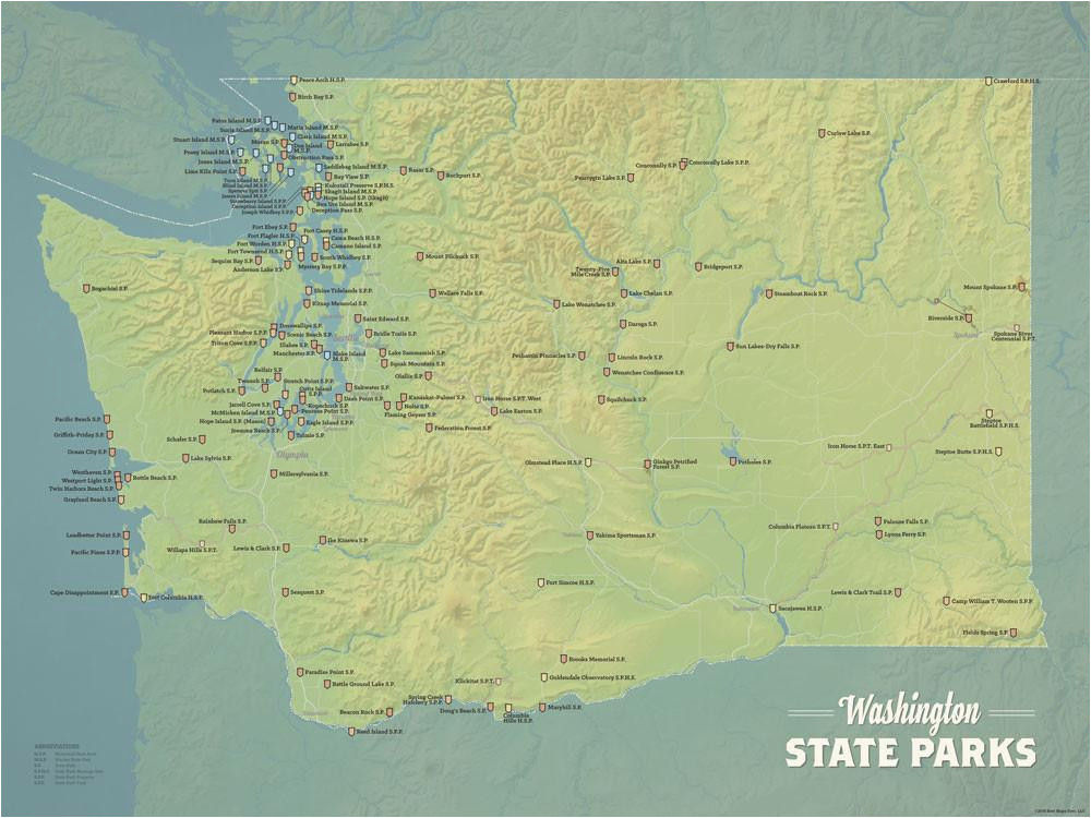 washington state parks map 18x24 poster best maps ever
