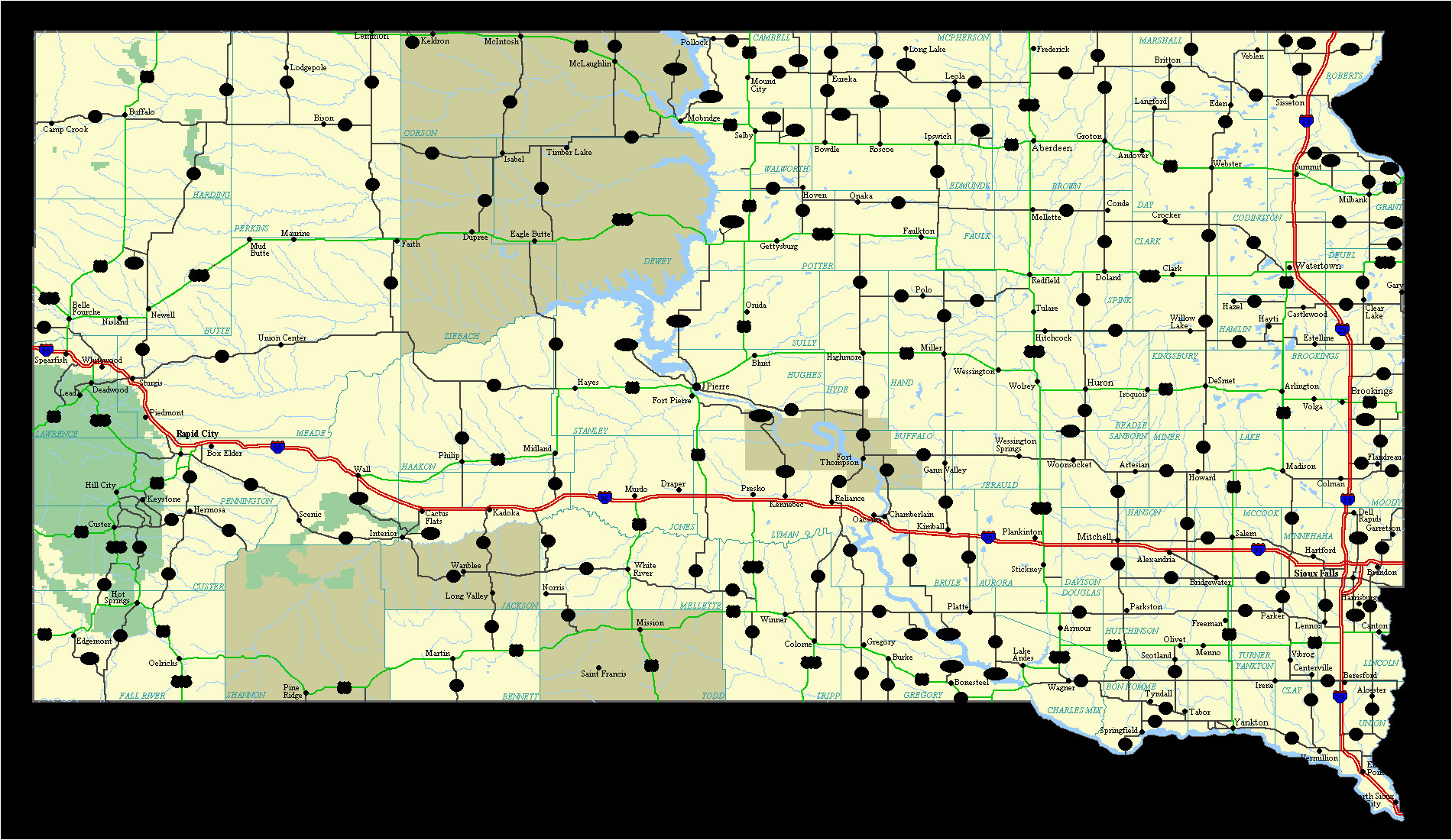 highways maps travel south dakota