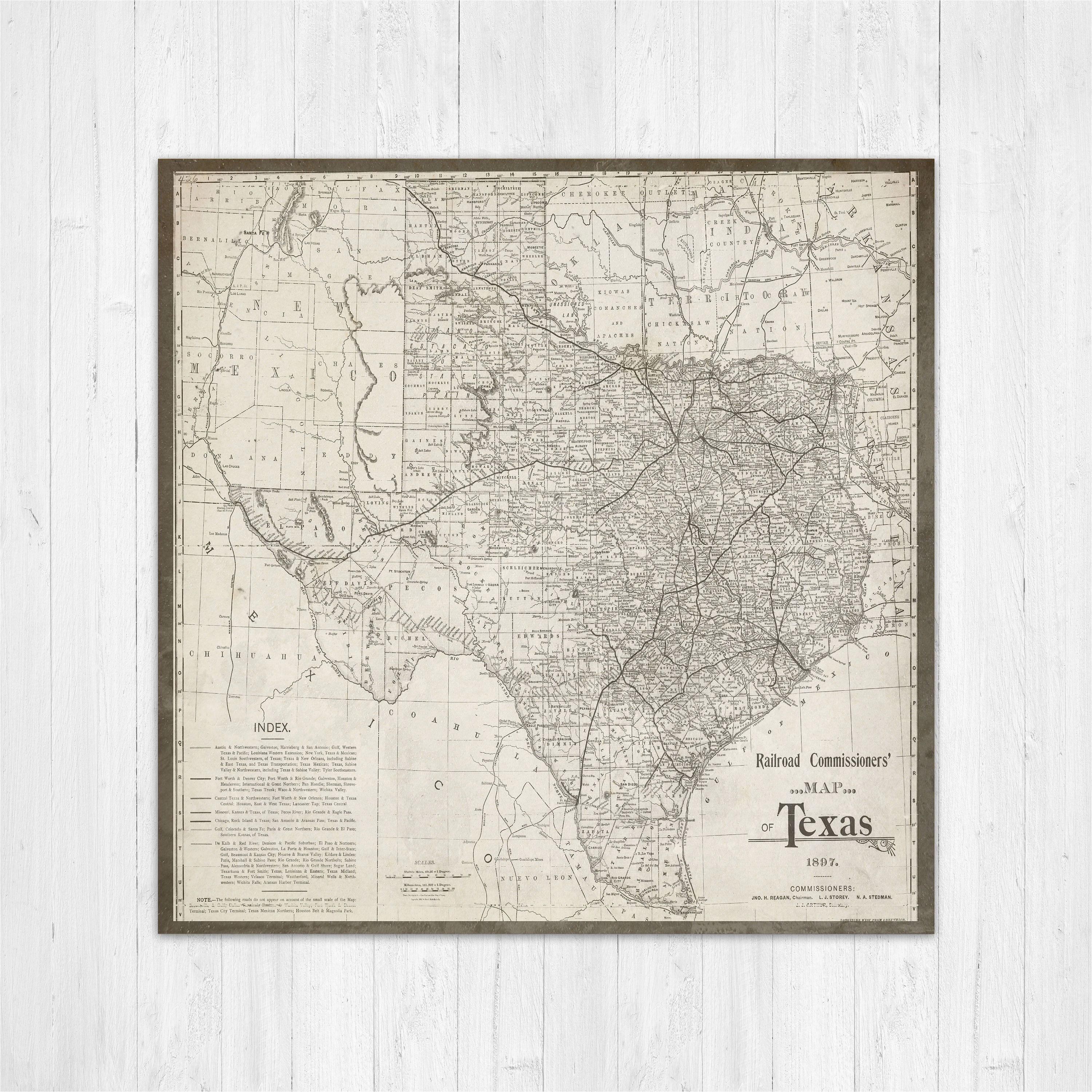 map of texas texas canvas map texas state map antique texas map