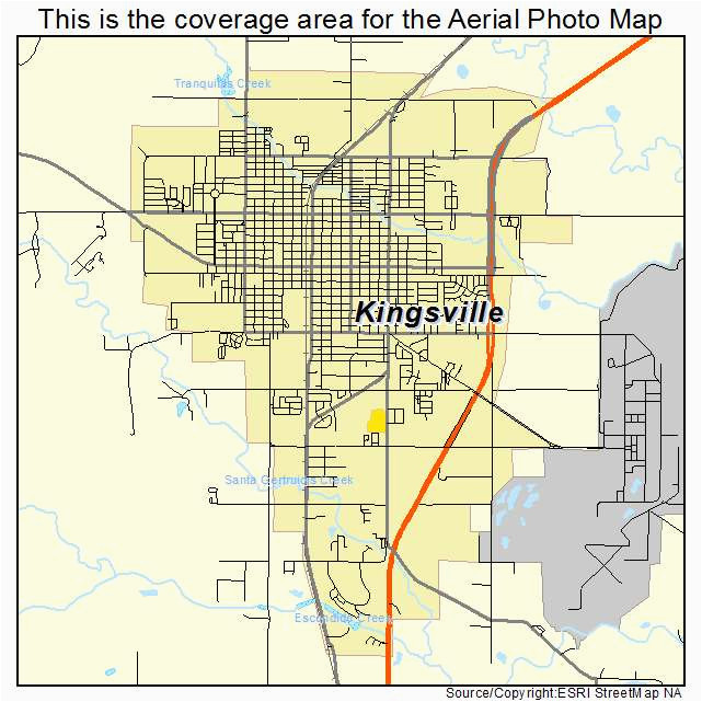 aerial photography map of kingsville tx texas