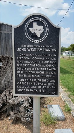 john wesley hardin historical marker picture of comanche county