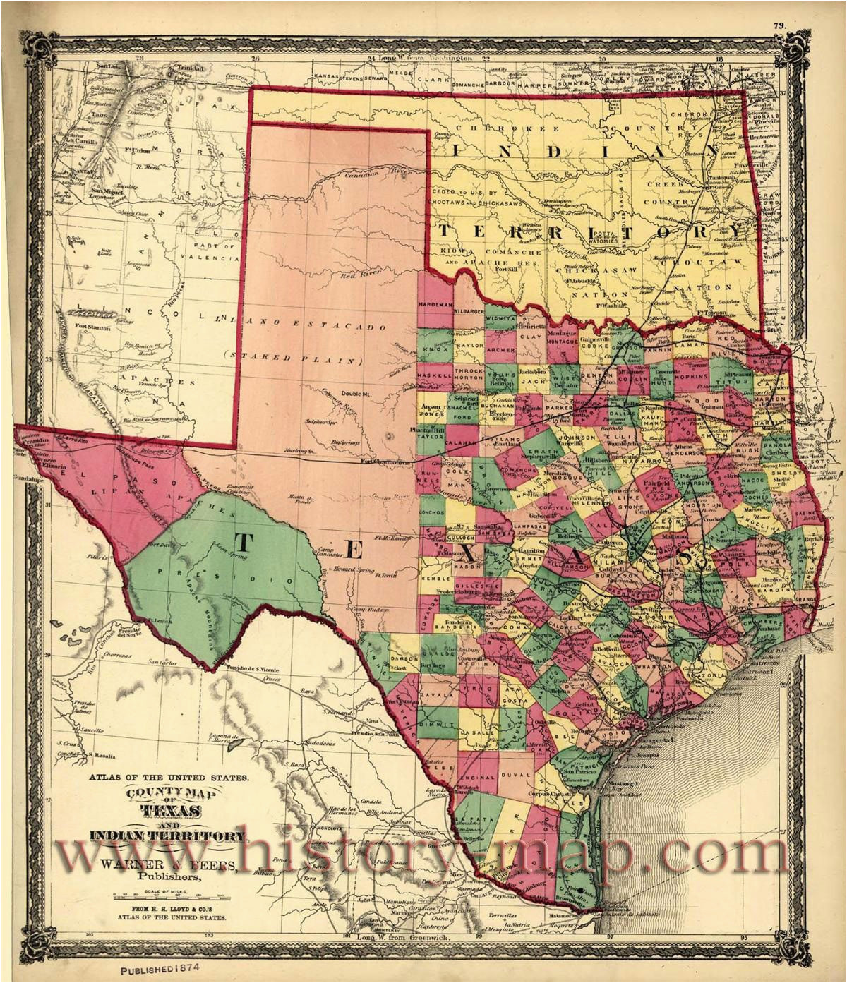 texas counties map published 1874 maps texas county map texas