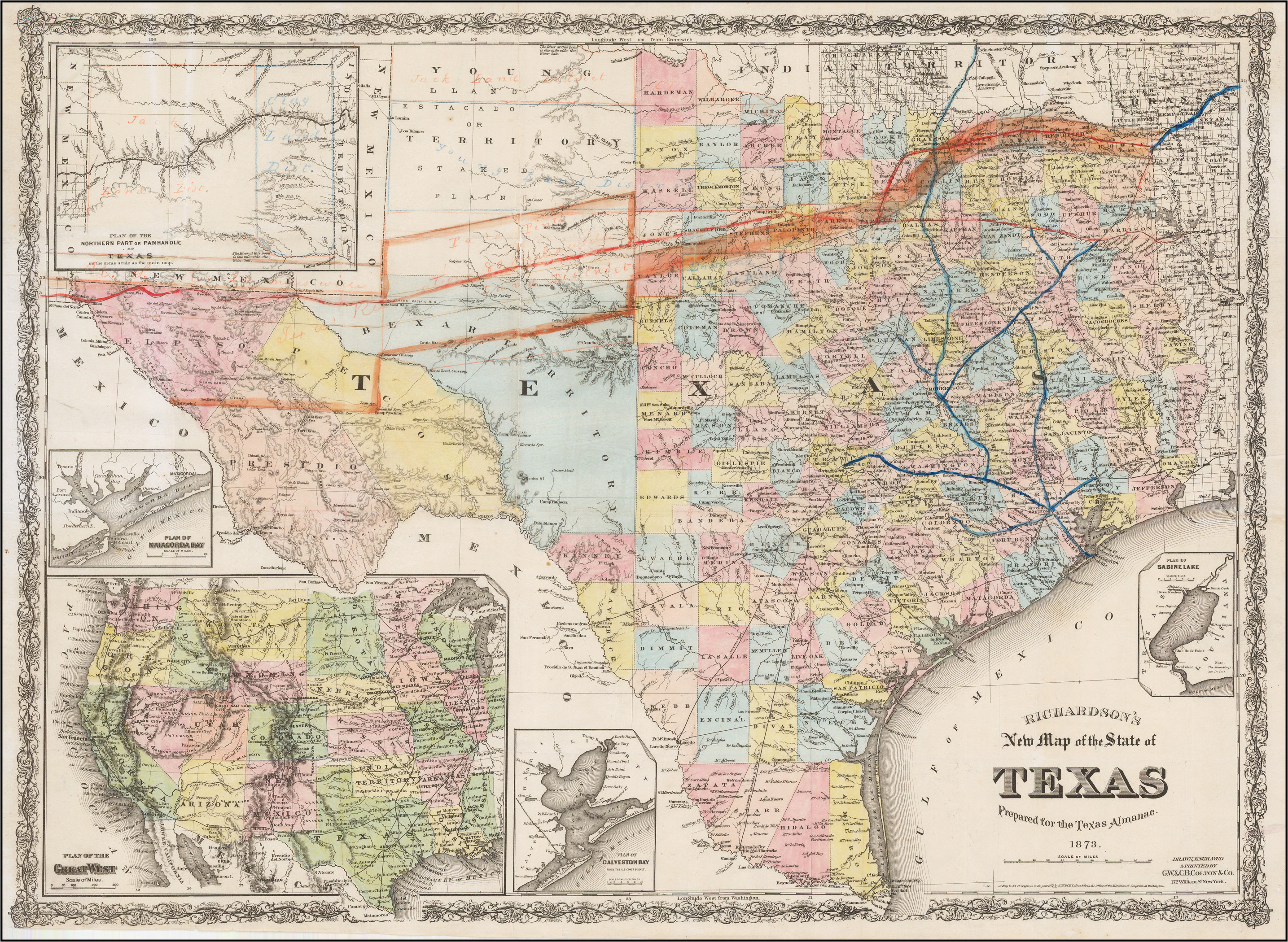 richardson s new map of the state of texas including part of mexico