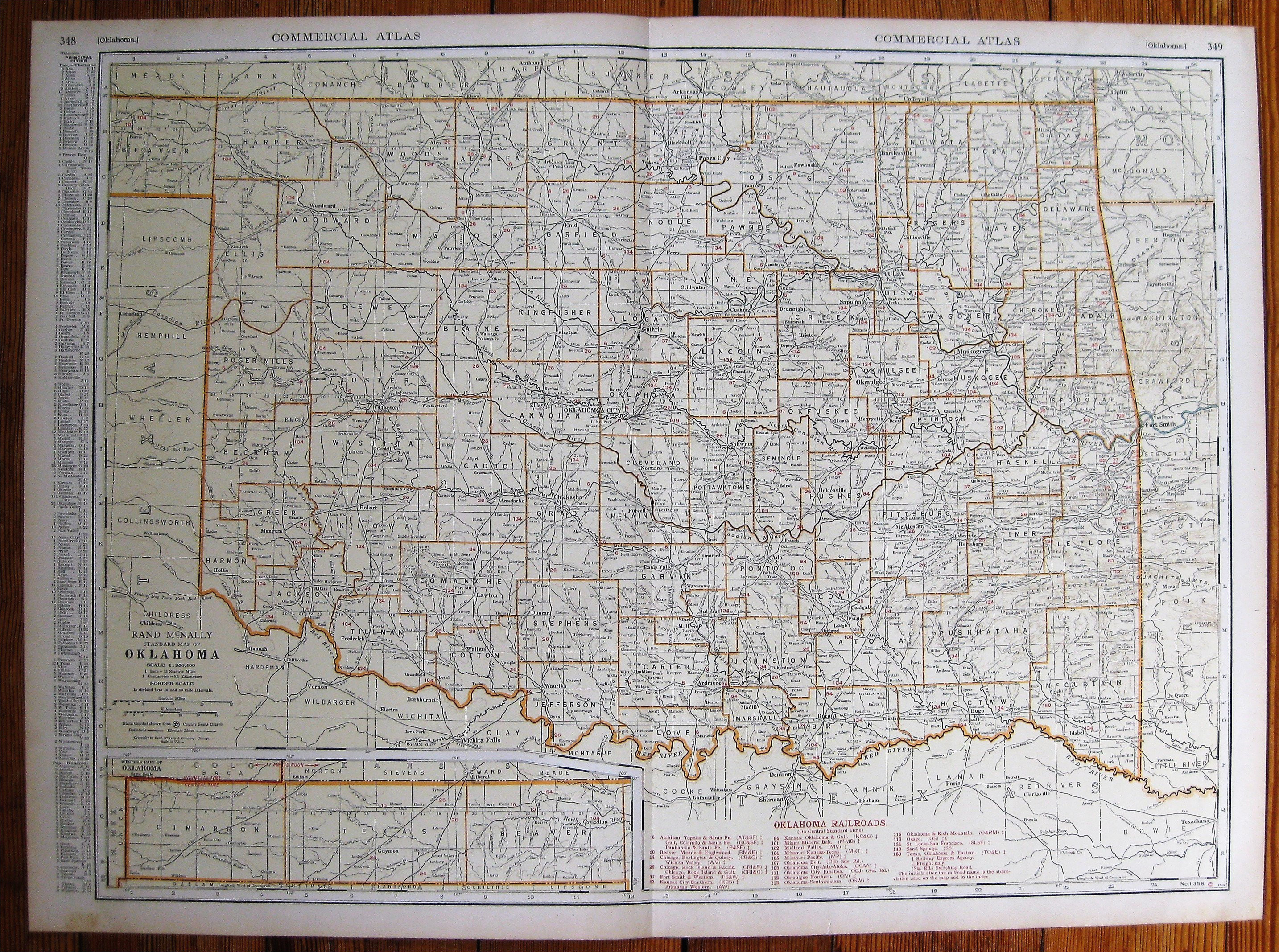 1930 antique oklahoma map vintage state map of oklahoma w etsy