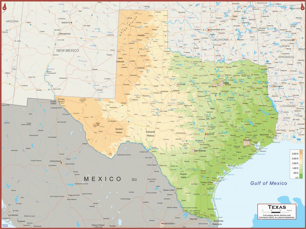 Texas Physical Features Map Geographical Maps Of Texas Sitedesignco Net ...