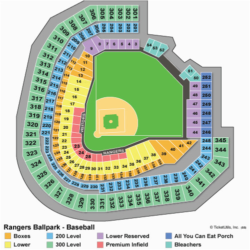 Texas Rangers Seating Map With Seat Numbers
