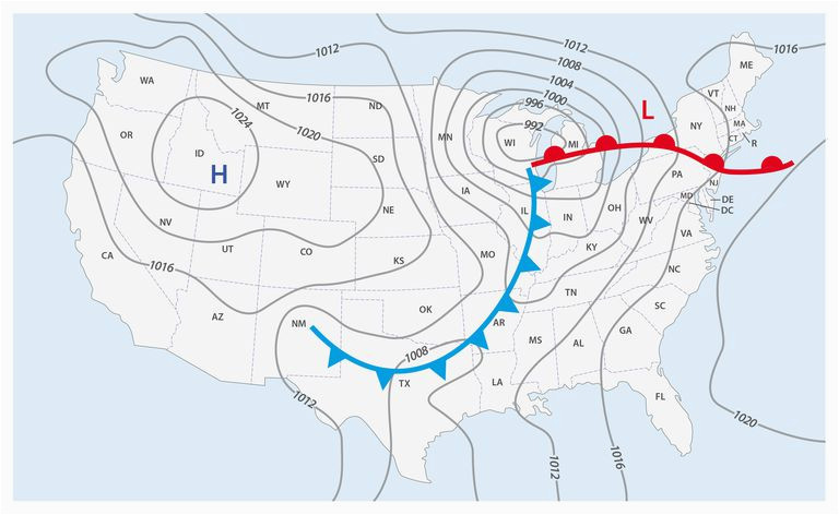 weather front definitions and map symbols