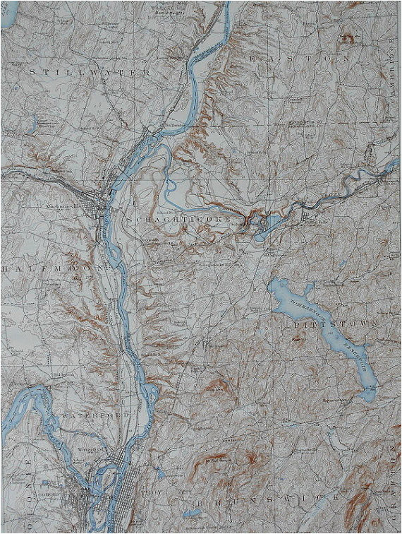 1937 large vintage topographic map stillwater easton scaghticoke