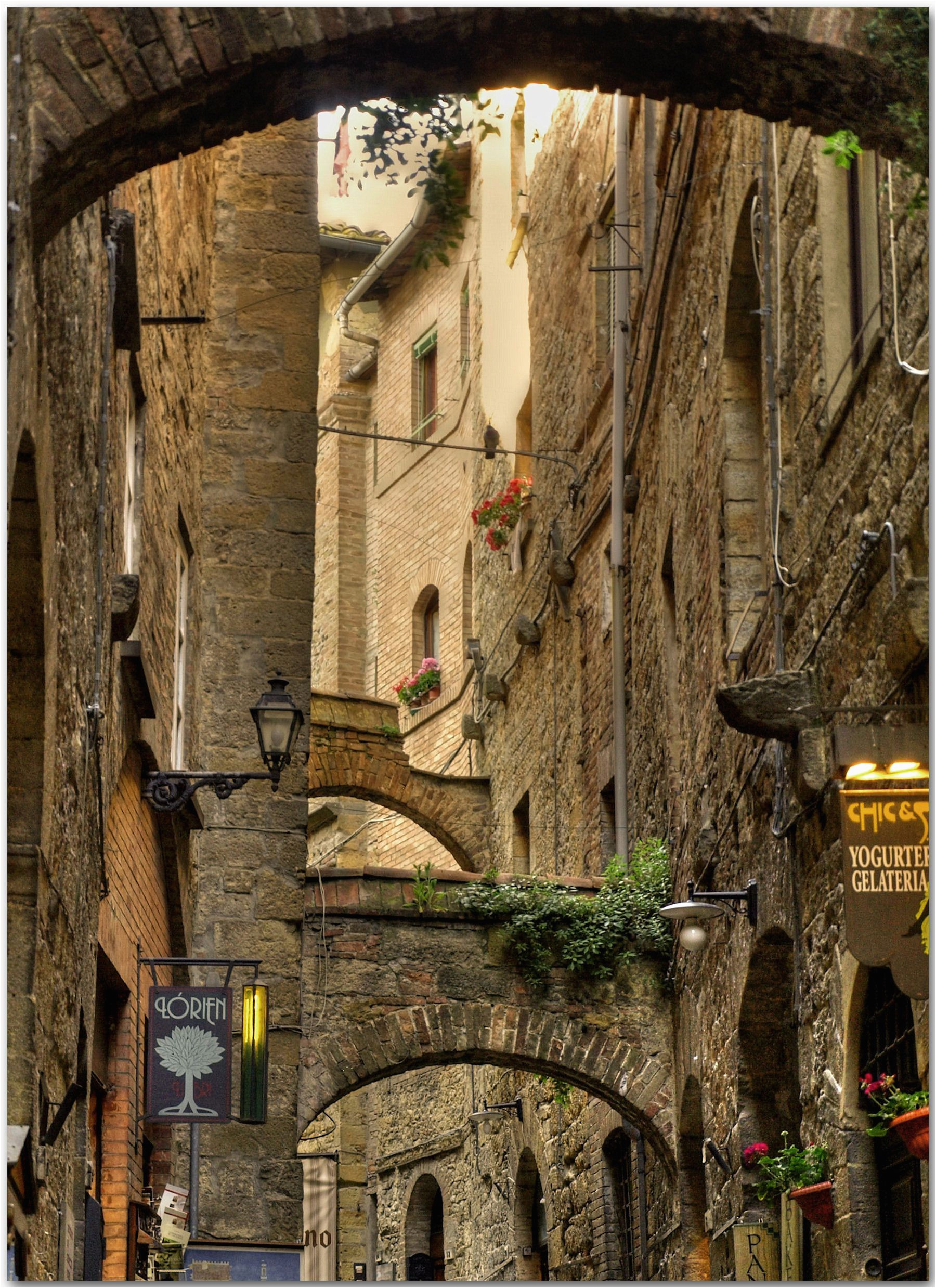 volterra tuscany italy charming small alley near the piazza dei