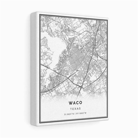 waco map canvas print city maps wall art texas gift minimalistic