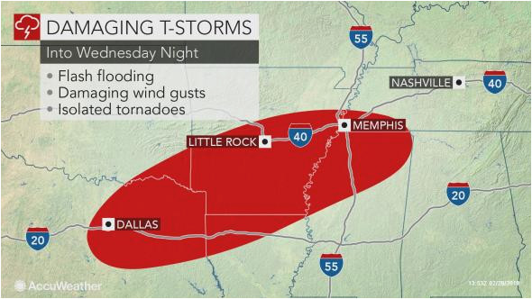 severe storms to threaten texas to tennessee into wednesday night