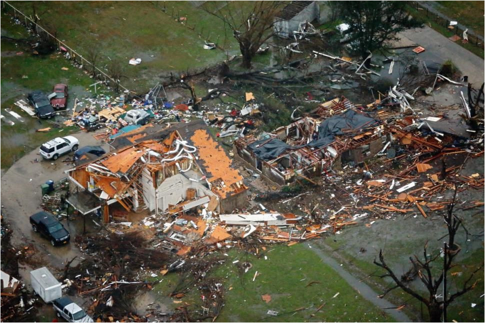 this aerial shot shows the damage and destruction to homes in the