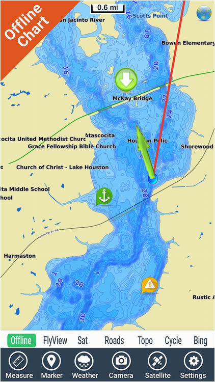 lake houston texas gps fishing map offline by flytomap