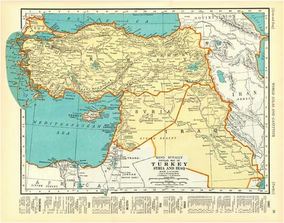 palestine and turkey 1935 vintage map colliers atlas page products