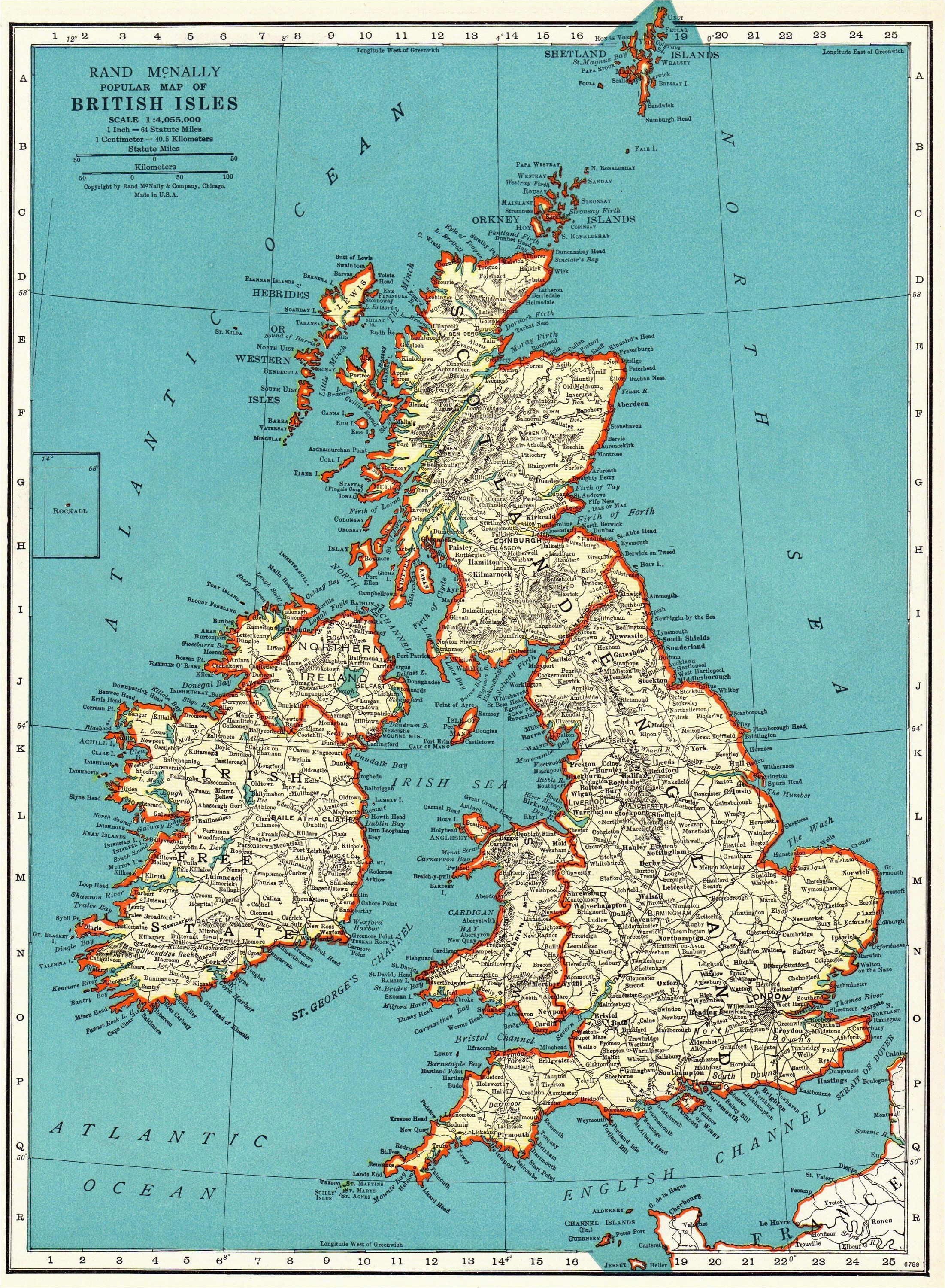 1939 antique british isles map vintage united kingdom map