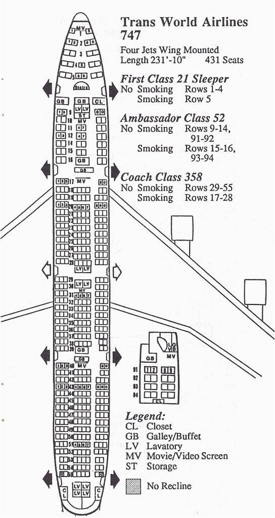 vintage airline seat map twa boeing 747 100 all things twa
